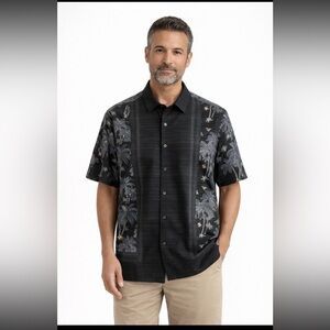 Tommy Bahama Silk Mens Large Loop Collar Camp Hawaiian Cruise Tropical Aloha